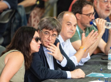 El presidente de Junts, Carles Puigdemont, este domingo en un acto de Junts