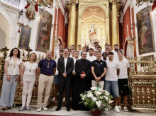 La plantilla del Córdoba, en la Iglesia del Juramento de San Rafael