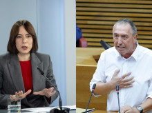 Imagen de la secretaria general del PSPV-PSOE, Diana Morant, y del portavoz de Compromís, Joan Baldoví