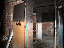 Interior del edificio incendiado, en Manlleu