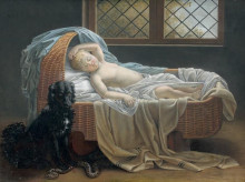 El niño dormido bajo la protección de un perro valiente obra de Jeanne-Élisabeth Chaudet