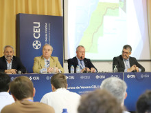 Felipe Briones Vives, Javier Morillas, Carlos Echeverría y Abdula Arabi, representante en España de la República Saharaui, que ostenta una de las vicepresidencias de la Unión Africana (heredera de la OUA)