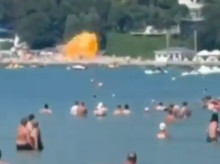 Dron ucraniano cae en la playa rusa de Arjipki