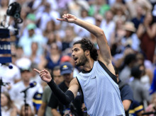 Carlos Alcaraz festeja el pase a los cuartos de final del US Open