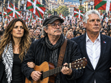 Fermín Muguruza, Itziar Ituño, Silvio Rodríguez, Díaz-Canel y Arnaldo Otegui