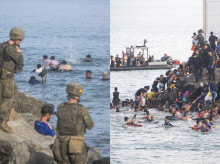 Ejército español en las playas de Ceuta