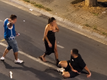 Una de las peleas grabadas en la avenida del Cid de Valencia