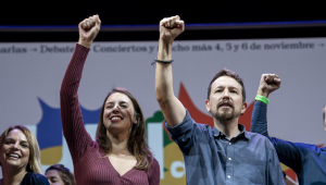El exlíder de Podemos, Pablo Iglesias, y la ministra de Igualdad, Irene Montero