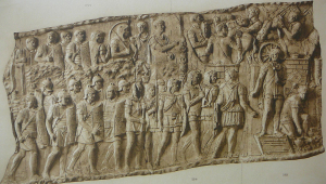 Avance del ejército; escena del campamento en la columna de Trajano