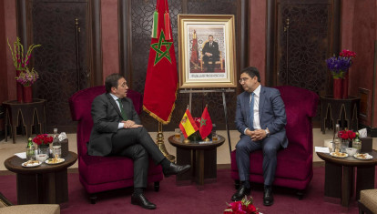 El ministro de Exteriores, José Manuel Albares, con su homólogo marroquí, Nasser Bourita en Marrakech