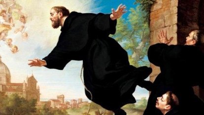 Detalle de una pintura de Ludovico Mazzanti en la que aparece san José de Cupertino planeando