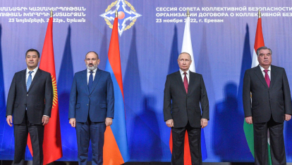 Putin y los líderes de la Organización del Tratado de Seguridad (OTSC) en Ereván el 23 de noviembre de 2022