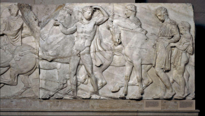 Detalle de los mármoles del Partenón exhibidos en el Museo Británico