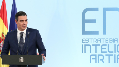 Pedro Sánchez durante la presentación de la Estrategia Nacional de Inteligencia Artificial