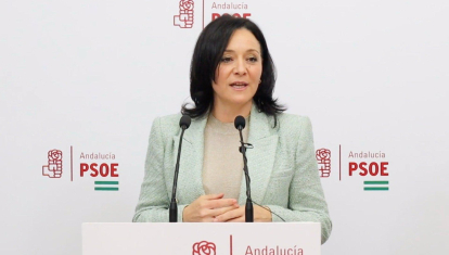 La secretaria general del PSOE de Córdoba, Rafi Crespín, en la sede de su partido en Córdoba