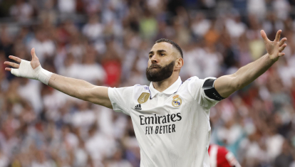 Karim Benzema tras anotar su último gol con el Real Madrid