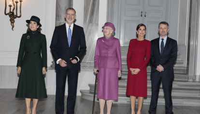 Spanish Kings Felipe VI and Letizia with Queen Margrethe of Denmark , Prince Frederik and Princess Mary in Copenhague on the ocassion of their official visit to Denmark on Monday, 6 November 2023.