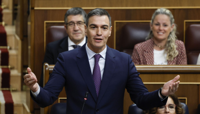 Pedro Sánchez, este miércoles durante la sesión de control al Gobierno en el Congreso