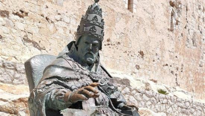 Imagen del Papa Luna en el castillo de la localidad castellonense de Peñíscola