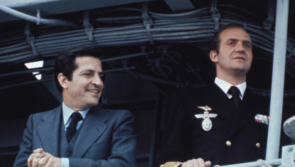 Con el Rey Don Juan Carlos, en una visita a la base de Rosa en 1976