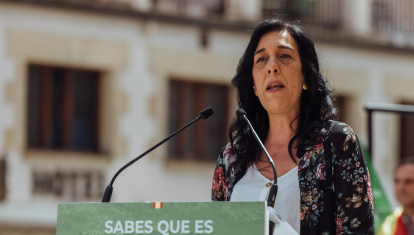La candidata de Vox, Amaia Martínez, en un mitin electoral