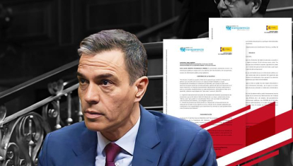 Montaje del presidente del Gobierno, Pedro Sánchez, con los documentos de Transparencia