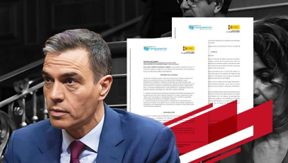 Montaje del presidente del Gobierno, Pedro Sánchez, con los documentos de Transparencia