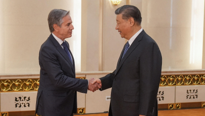 Antony Blinken y Xi Jinping en su encuentro el pasado 26 de abril en Pekín