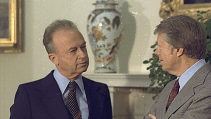 Rabin como Primer Ministro con el Presidente de EE.UU. Jimmy Carter en 1977