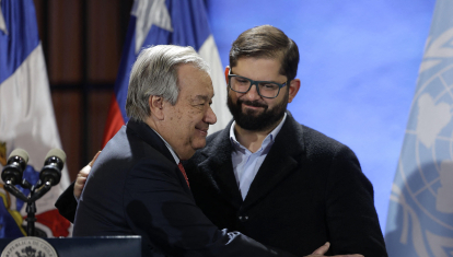 Antonio Guterres, secretario general de la ONU y el presidente de Chile Gabriel Boric