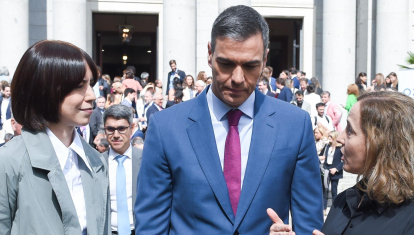 La ministra de Ciencia, Diana Morant, y el presidente del Gobierno, Pedro Sánchez, este jueves en Madrid