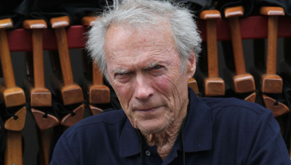 Actor and Director Clint Eastwood filming scenes for the movie 'Sully' in New York City, New York on September 29, 2015.