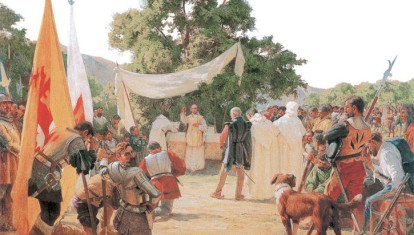 La primera misa celebrada en Chile. Óleo de Pedro Subercaseaux