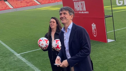 Pacheta en su presentación como entrenador del Granada CF