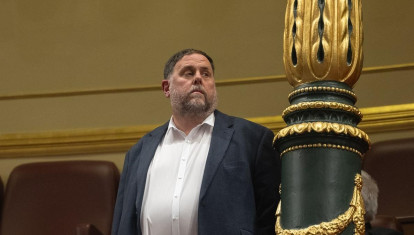 El presidente de ERC, Oriol Junqueras, durante una sesión plenaria en el Congreso