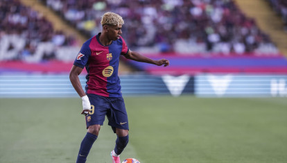Lamine Yamal en un partido del Barça esta temporada