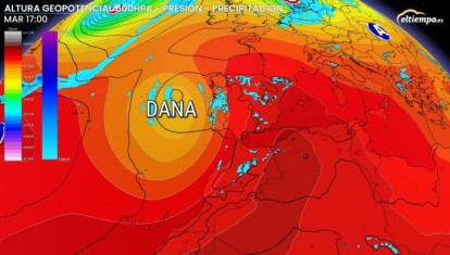 Posicionamiento de la dana atlántica el martes