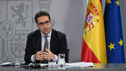 El ministro de Economía, Carlos Cuerpo, durante la rueda de prensa posterior a la reunión del Consejo de Ministros