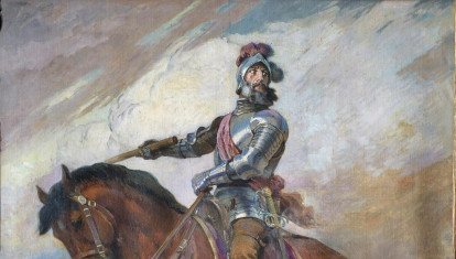 Francisco Pizarro a caballo, óleo de Daniel Hernández Morillo