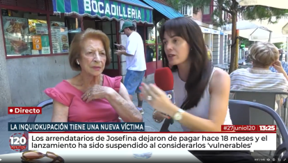 Josefina, víctima de inquiokupación, entrevistada en Telemadrid.