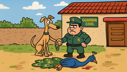 Ilustración sobre el pavicidio cometido por el perro generada con inteligencia artificial