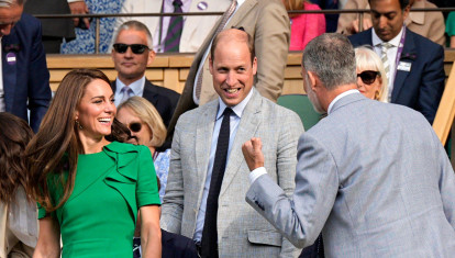 Prince William and Kate Middleton Princess of Wales with King Felipe VI of Spain during Wimbledon Championships in London, UK - 16 Jul 2023