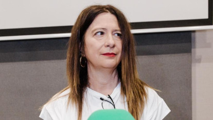 La ex militante socialista Leire Díez durante una rueda de prensa.
