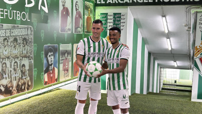 Sergi Guardiola y Dalisson, en su puesta de largo como nuevos jugadores del Córdoba