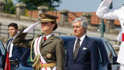 Jordi Gutiérrez, el pasado miércoles, con la Princesa de Asturias en Marín