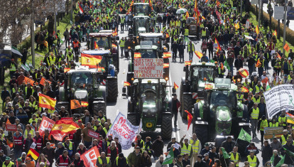 La manifestación de agricultores y tractores en el Paseo de la Castellana de febrero del 2024