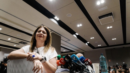 La exmilitante socialista Leire Díez durante una rueda de prensa