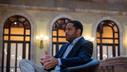 El secretario general de Vox y líder del partido en Cataluña, Ignacio Garriga, durante la entrevista
