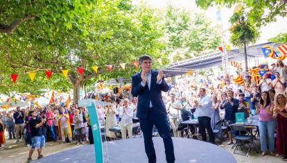 Carles Puigdemont, el domingo pasado, en un acto de Junts en el sur de Francia