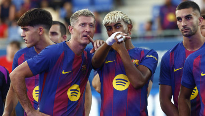Robert Lewandowski y Lamine Yamal, en el trofeo Joan Gamper